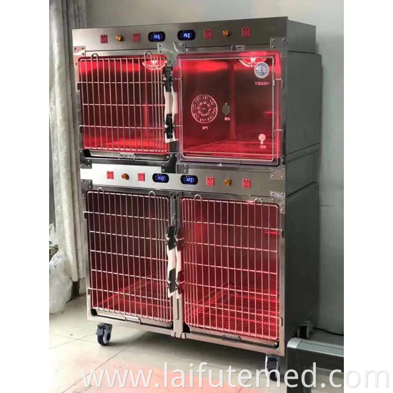 Vet Oxygen Cage Infared Lamp Large Stainless Steel Veterinary Animal Cages for Vet Clinic